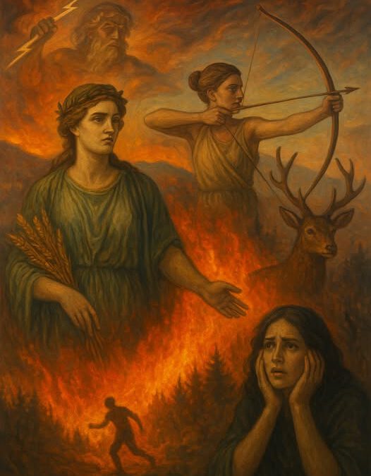 Fuego, diosas y sombra: Deméter, Artemisa, Casandra y los incendios en España