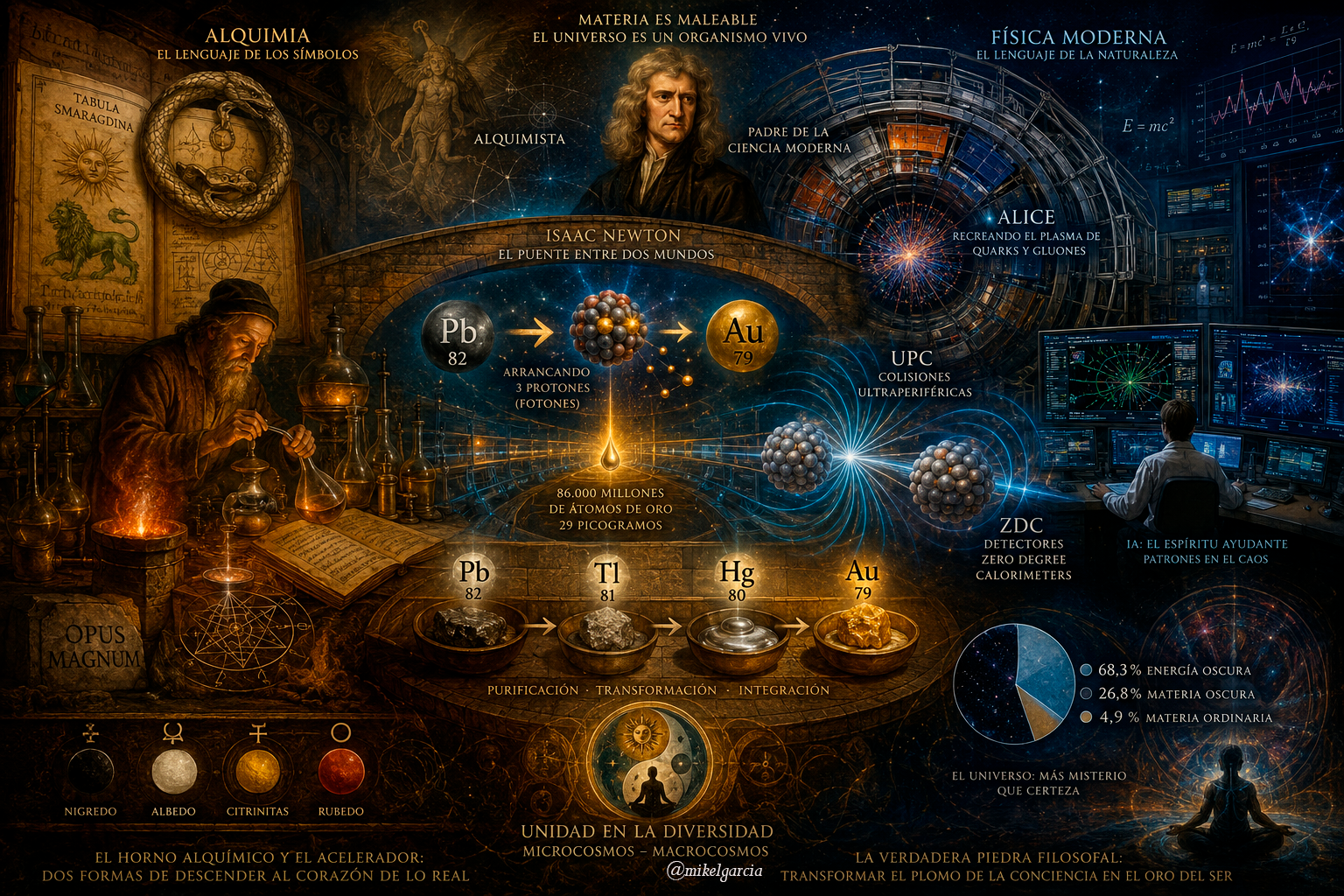 El LHC, Newton y la Piedra Filosofal: cuando la alquimia susurró y la física moderna confirmó.